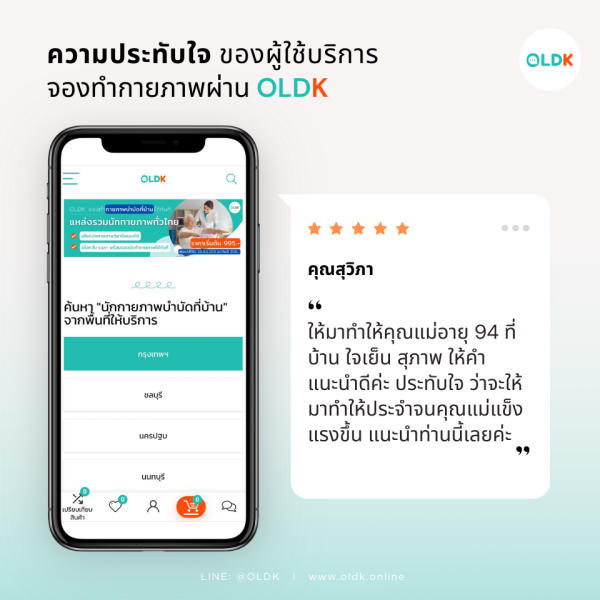 รีวิวจองทำกายภาพที่บ้าน
